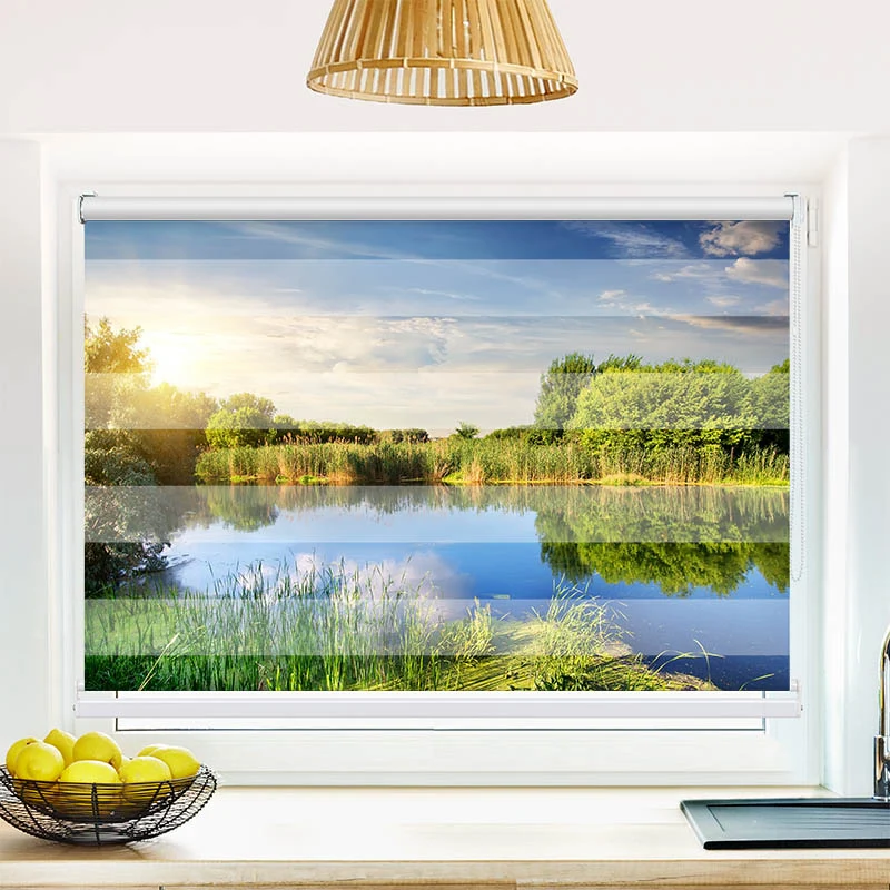 Klemmfix Doppelrollo "Idyllischer Waldsee" | Klemm Doppelrollo
