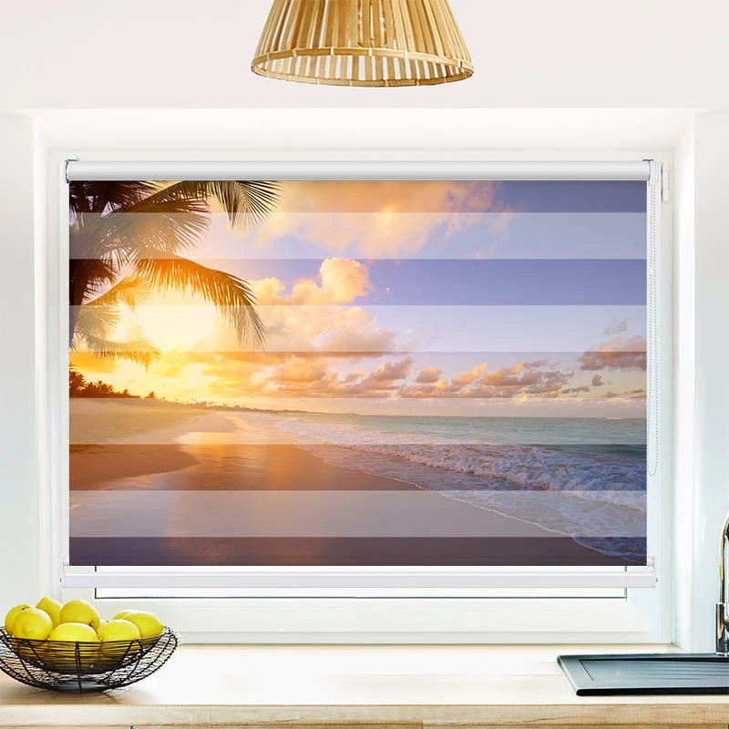 Klemmfix Doppelrollo "Sonnenuntergang Meer" | Klemm Doppelrollo