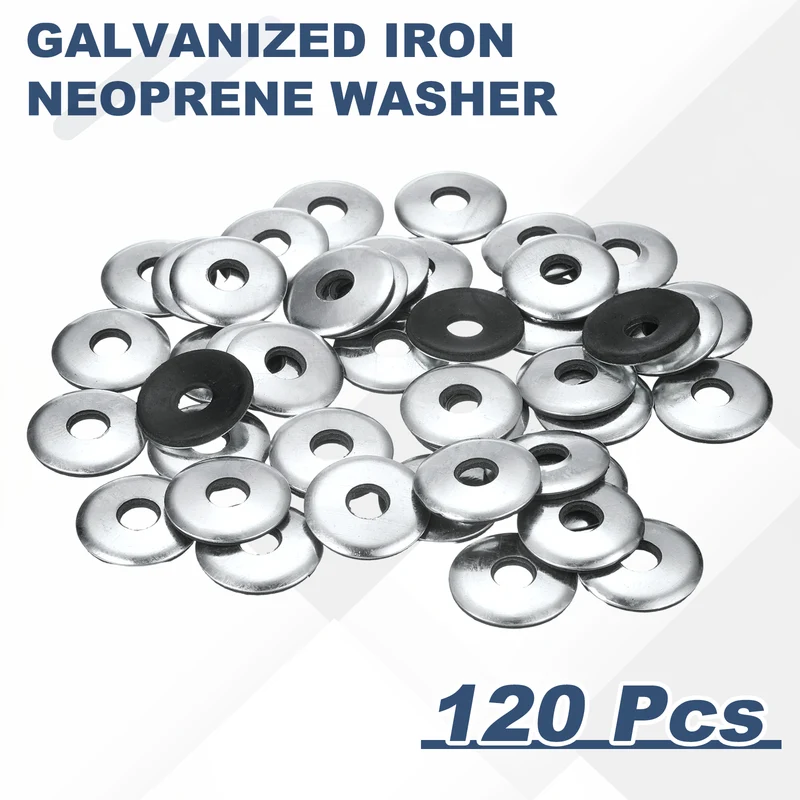 120Pcs Neoprene Washer, 5/16"x31/32" Galvanized Iron EPDM Bonded Sealing Gasket