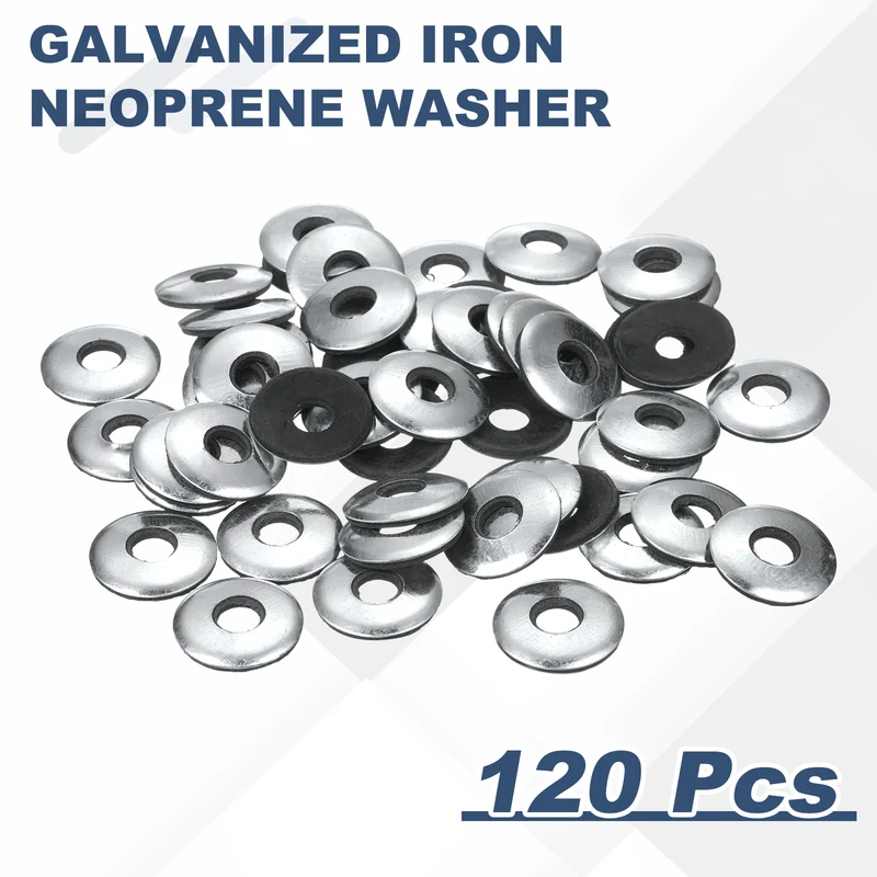 120Pcs Neoprene Washer, 5/16"x7/8" Galvanized Iron EPDM Bonded Sealing Gasket