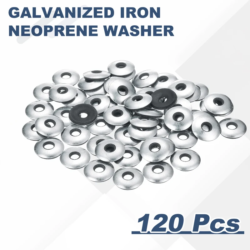 120Pcs Neoprene Washer, 1/4"x3/4" Galvanized Iron EPDM Bonded Sealing Gasket