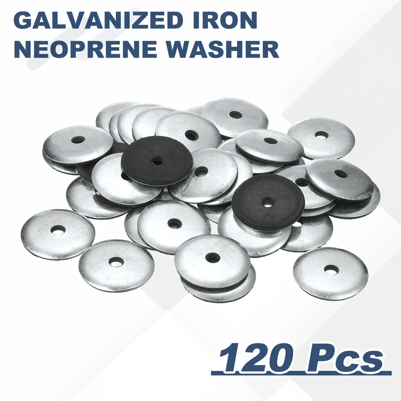 120Pcs Neoprene Washer, 7/32"x1-3/16" Galvanized Iron EPDM Bonded Sealing Gasket