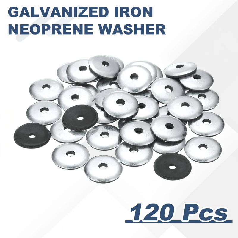 120Pcs Neoprene Washer, 7/32"x31/32" Galvanized Iron EPDM Bonded Sealing Gasket