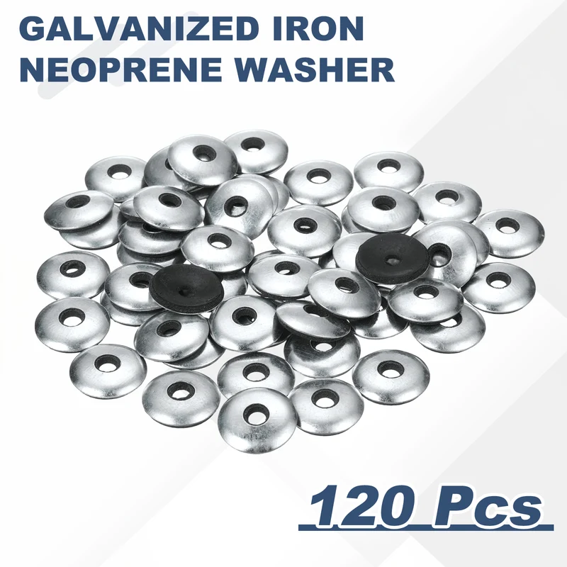 120Pcs Neoprene Washer 7/32"x3/4" Galvanized Iron EPDM Bonded Sealing Gasket