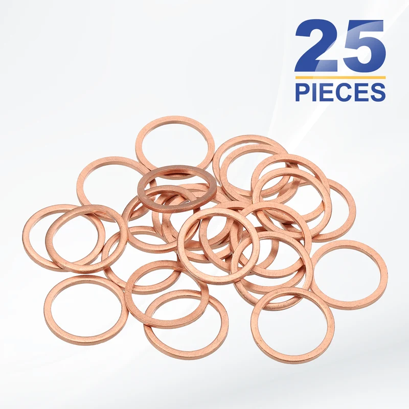M16x20x1.5mm Flat Washers, 25PCS Copper Automotive Drain Plug Gaskets, Purple