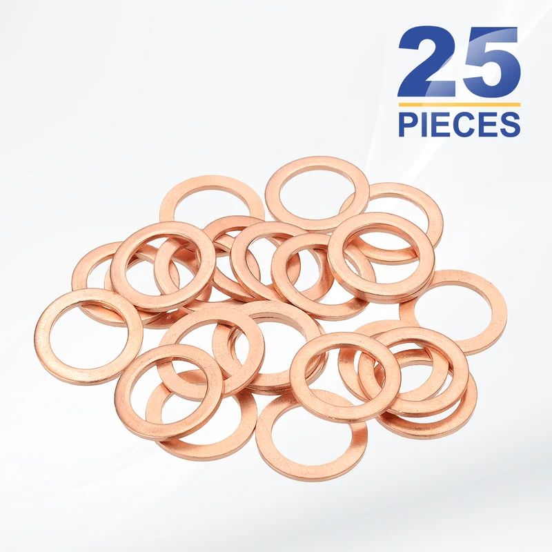 M14x20x1.5mm Flat Washers, 25PCS Copper Automotive Drain Plug Gaskets, Purple