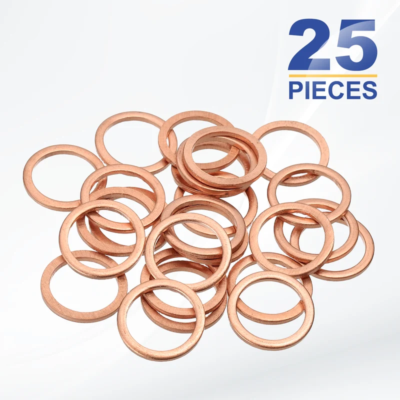 M14x18x1.5mm Flat Washers, 25PCS Copper Automotive Drain Plug Gaskets, Purple