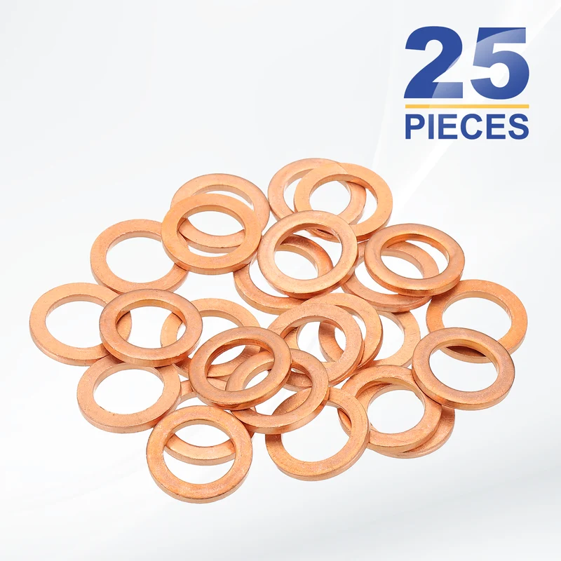 M12x18x2mm Flat Washers, 25PCS Copper Automotive Drain Plug Gaskets, Purple