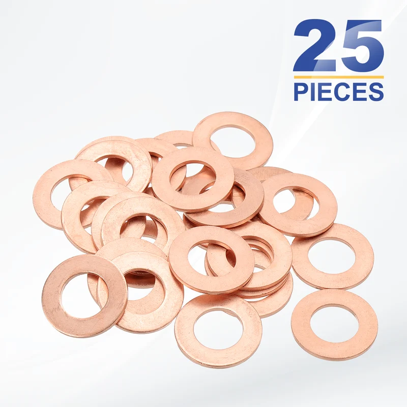 M12x22x1.5mm Flat Washers, 25PCS Copper Automotive Drain Plug Gaskets, Purple