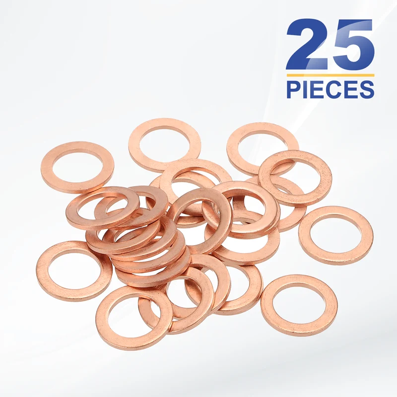 M12x18x1.5mm Flat Washers, 25PCS Copper Automotive Drain Plug Gaskets, Purple