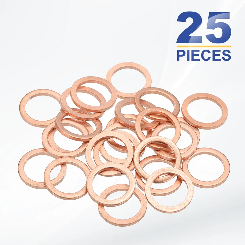 M12x16x1.5mm Flat Washers, 25PCS Copper Automotive Drain Plug Gaskets, Purple