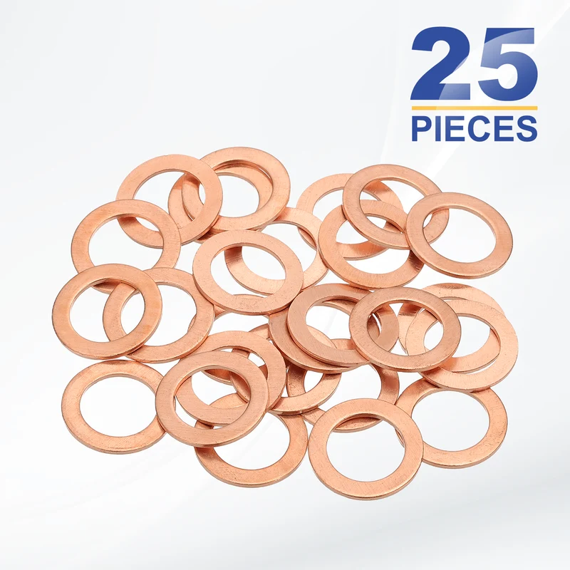 M12x18x1mm Flat Washers, 25PCS Copper Automotive Drain Plug Gaskets, Purple
