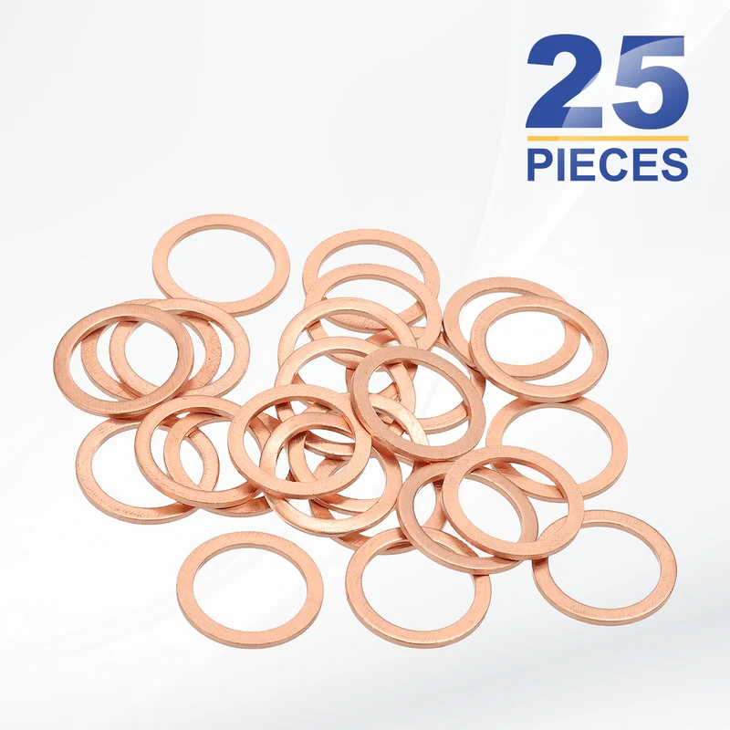 M12x16x1mm Flat Washers, 25PCS Copper Automotive Drain Plug Gaskets, Purple