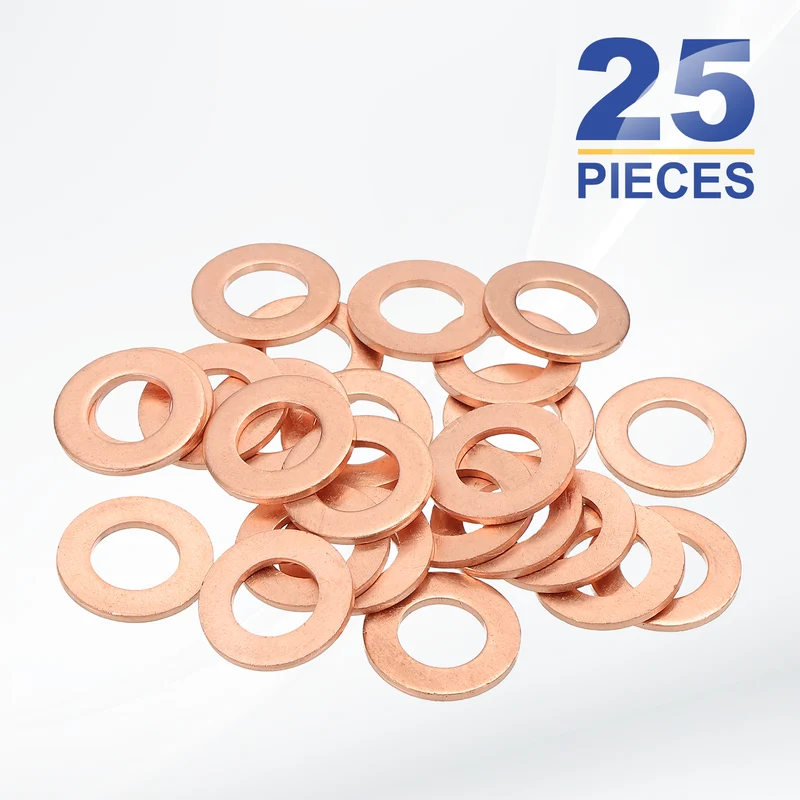 M10x18x1.5mm Flat Washers, 25PCS Copper Automotive Drain Plug Gaskets, Purple