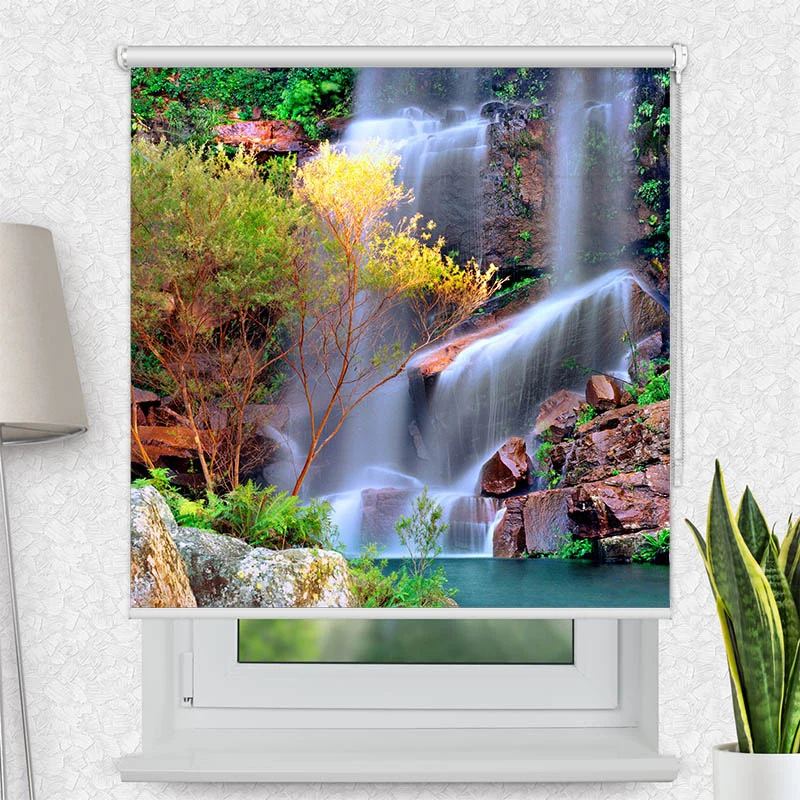 Motivrollo 'Wasserfall im Wald' | Bis B 430 x H 440 cm