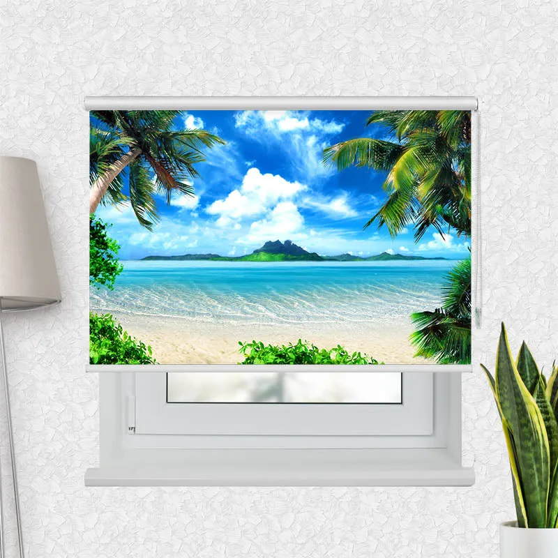 Motivrollo 'Palmen Insel Meer' | Bis B 430 x H 440 cm