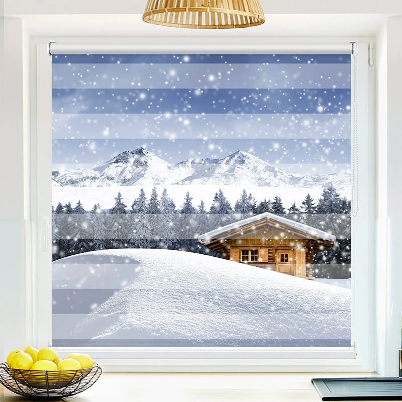 Klemmfix Doppelrollo "Schneehuette Winter" | Klemm Doppelrollo