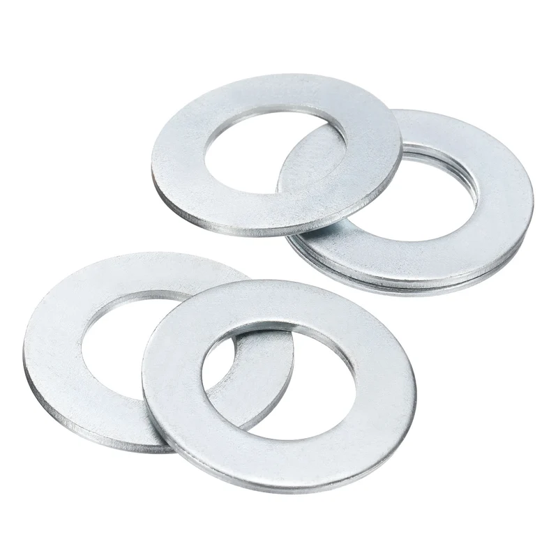 5Pcs 1-1/8" Carbon Steel SAE Flat Washers 1.26" x 2.25" x 0.11" Silver Tone