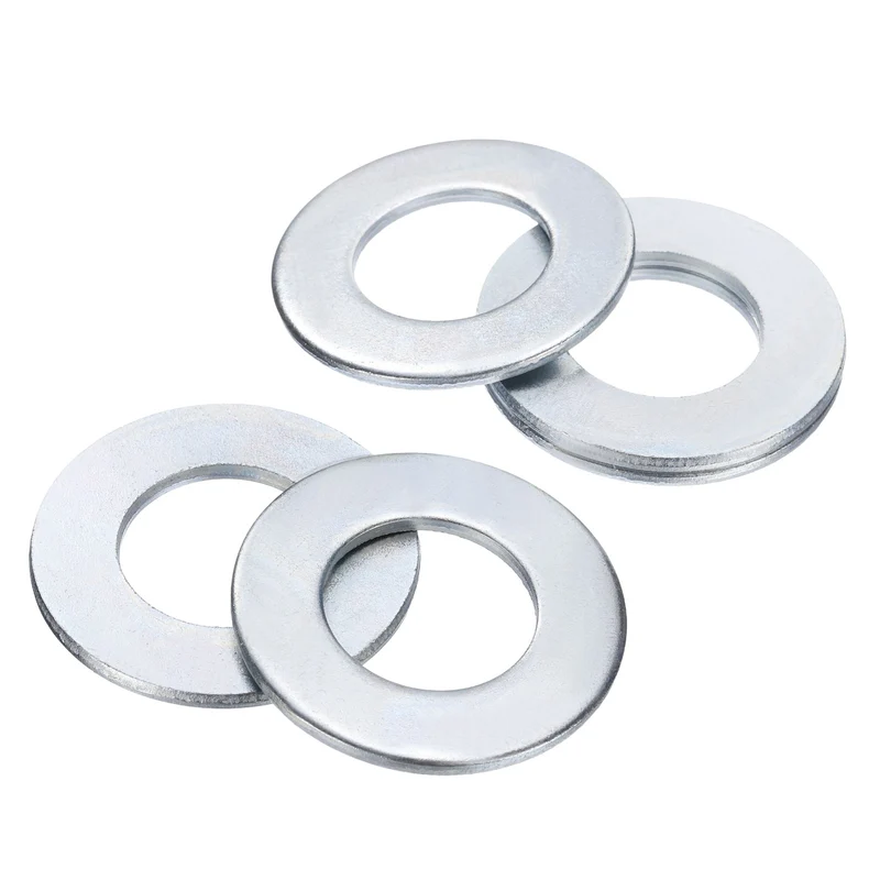 8Pcs 1" Carbon Steel SAE Flat Washers, 1.08" x 2" x 0.12", Silver Tone