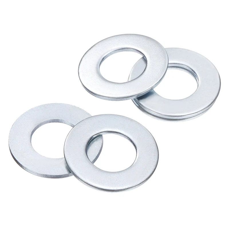 50Pcs 7/16" Carbon Steel SAE Flat Washers, 0.47" x 0.93" x 0.06", Silver Tone