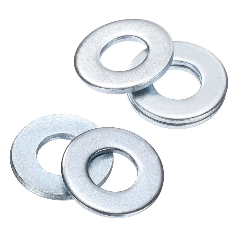50Pcs 1/4" Carbon Steel SAE Flat Washers, 0.29" x 0.62" x 0.06", Silver Tone