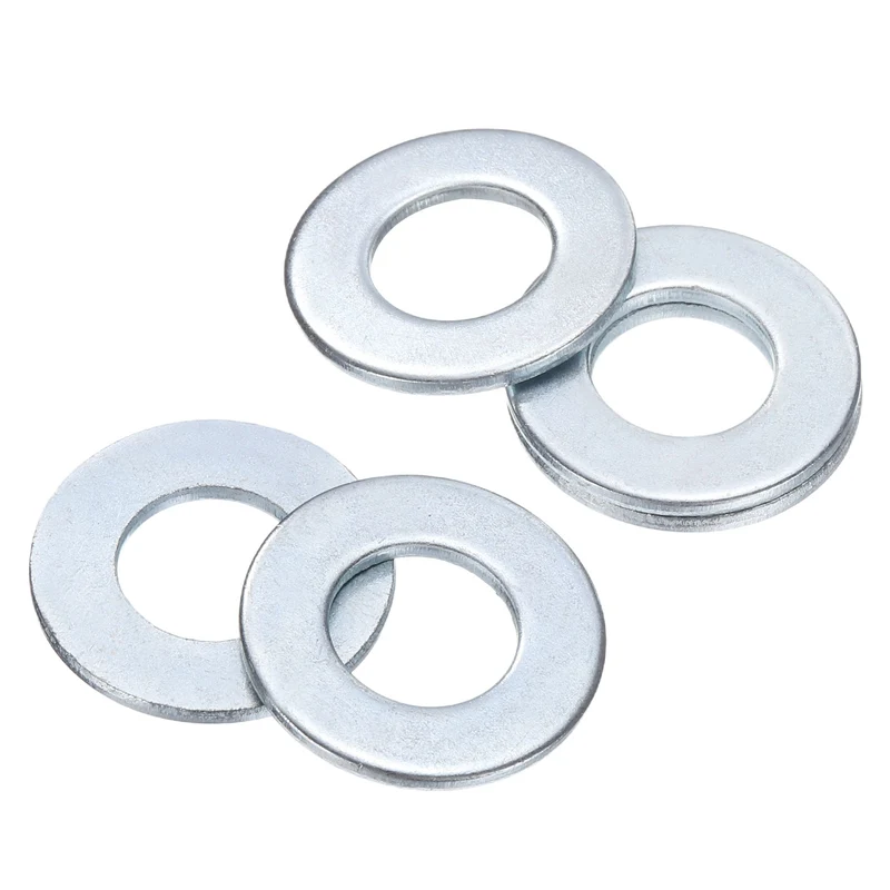 50Pcs 3/8" Carbon Steel SAE Flat Washers, 0.41" x 0.81" x 0.06", Silver Tone