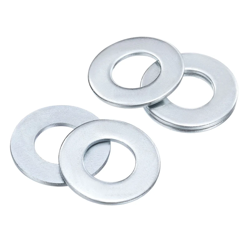 10Pcs 5/8" Carbon Steel SAE Flat Washers, 0.68" x 1.32" x 0.076", Silver Tone