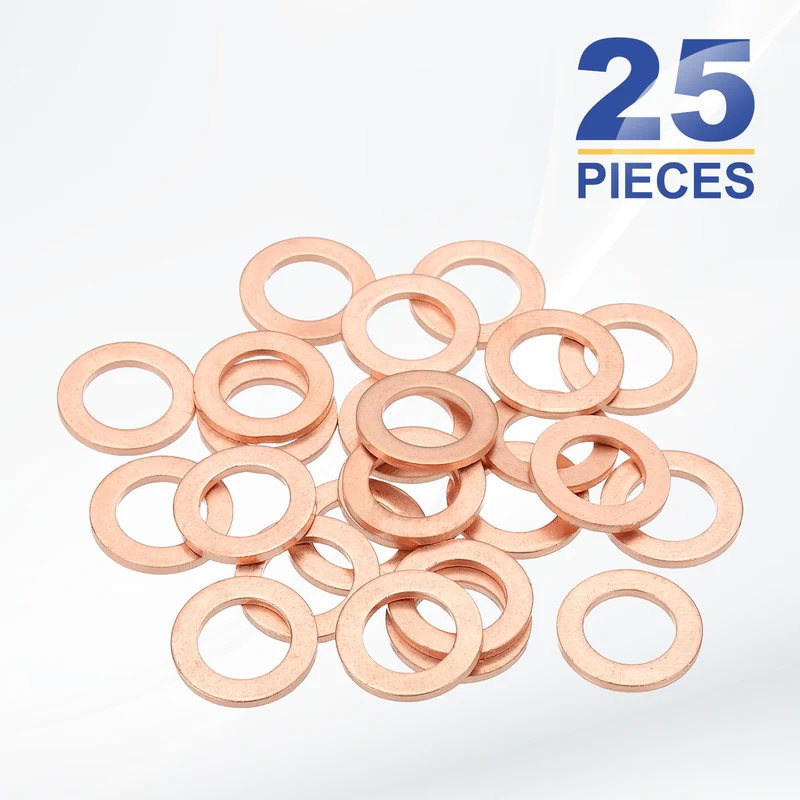 M10x16x1.5mm Flat Washers, 25PCS Copper Automotive Drain Plug Gaskets, Purple
