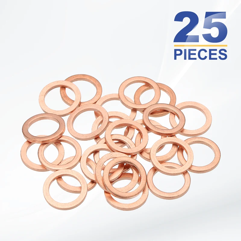 M10x14x1.5mm Flat Washers, 25PCS Copper Automotive Drain Plug Gaskets, Purple