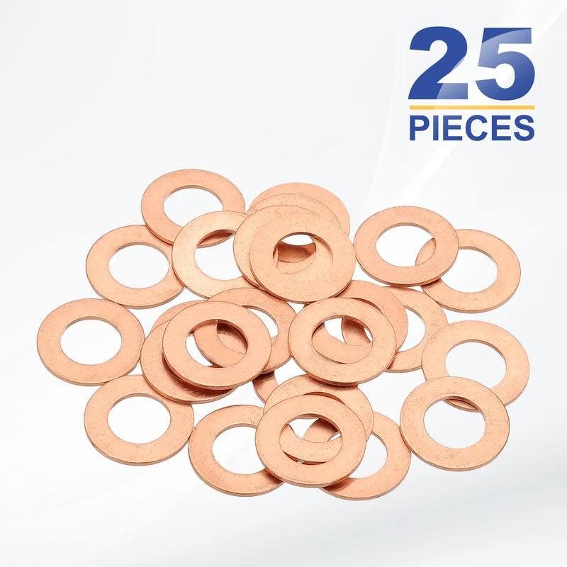 M10x18x1mm Flat Washers, 25PCS Copper Automotive Drain Plug Gaskets, Purple