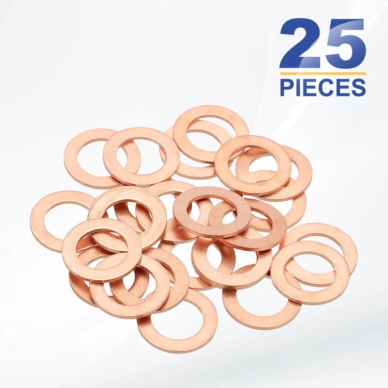 M10x16x1mm Flat Washers, 25PCS Copper Automotive Drain Plug Gaskets, Purple
