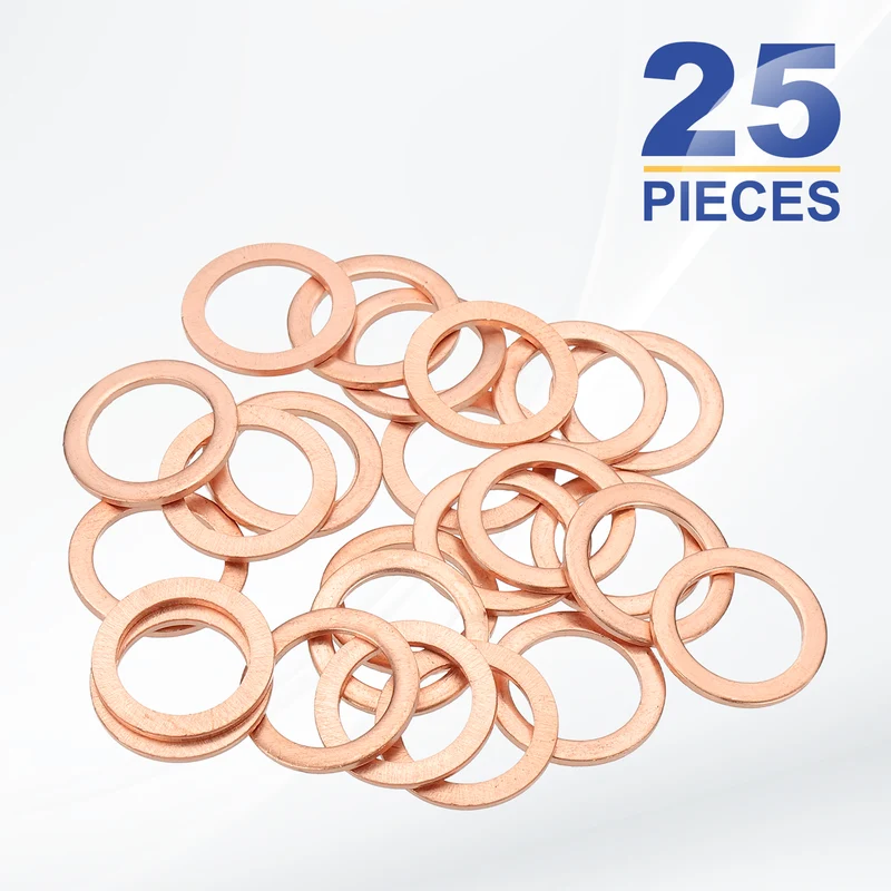 M10x14x1mm Flat Washers, 25PCS Copper Automotive Drain Plug Gaskets, Purple