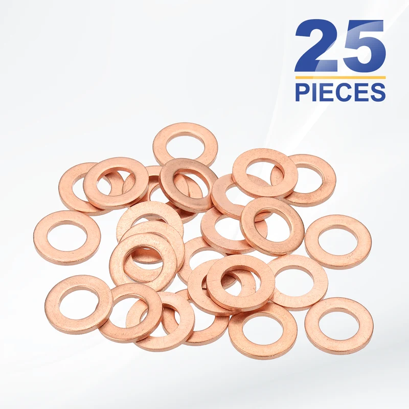 M8x14x1.5mm Flat Washers, 25PCS Copper Automotive Drain Plug Gaskets, Purple