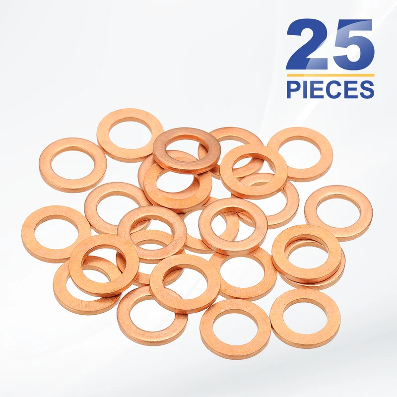 M8x13x1.5mm Flat Washers, 25PCS Copper Automotive Drain Plug Gaskets, Purple