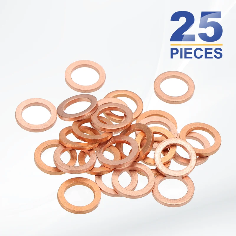 M8x12x1.5mm Flat Washers, 25PCS Copper Automotive Drain Plug Gaskets, Purple