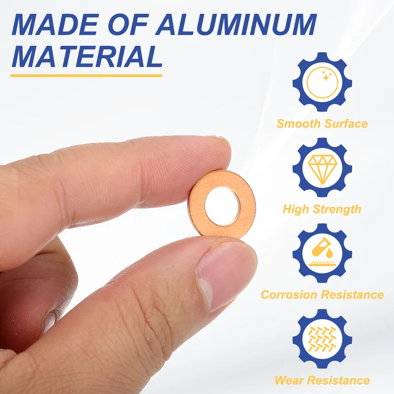M8x16x1mm Flat Washers, 25PCS Copper Automotive Drain Plug Gaskets, Purple