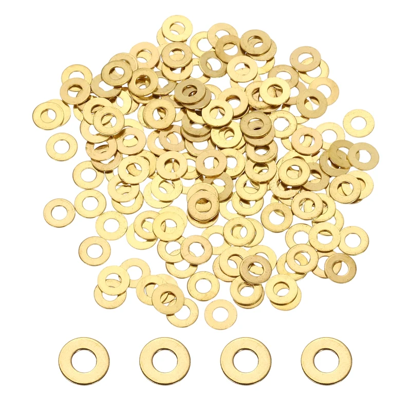 M3x7x0.5mm Flat Washer, 220PCS Brass Automotive Drain Plug Gasket, Golden