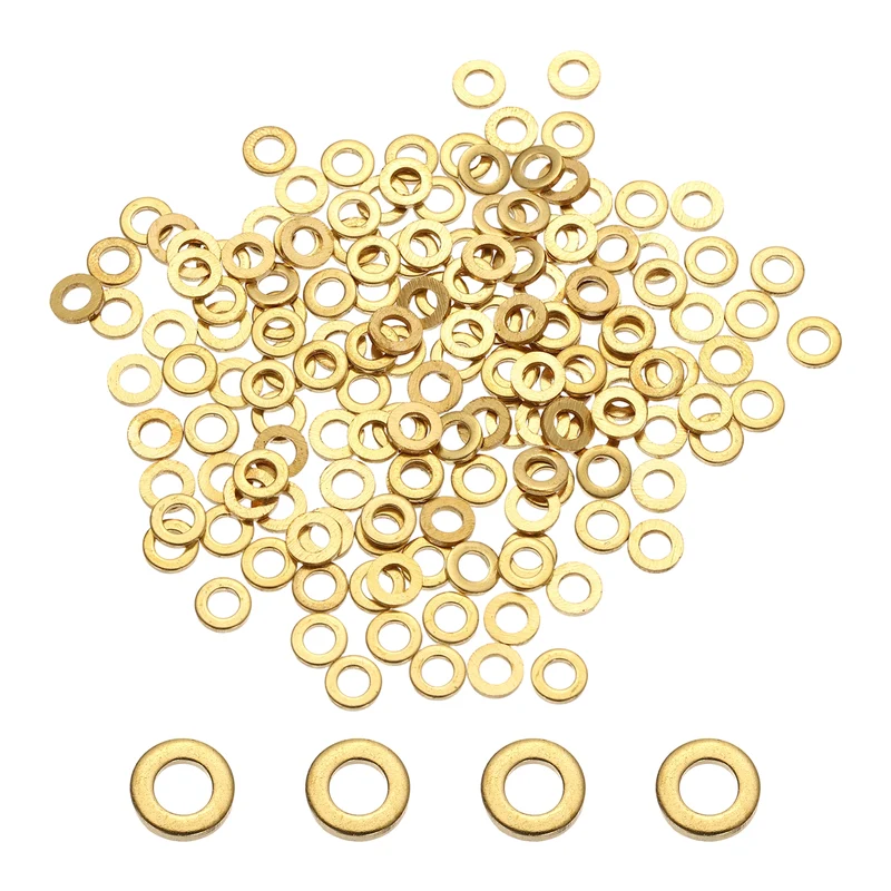 M3x6x1mm Flat Washer, 220PCS Brass Automotive Drain Plug Gasket, Golden