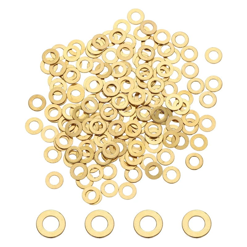 M3x6x0.5mm Flat Washer, 220PCS Brass Automotive Drain Plug Gasket, Golden
