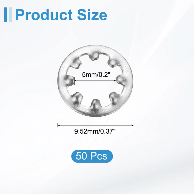 50Pcs 10# 304 Stainless Steel Internal Tooth Lock Washer