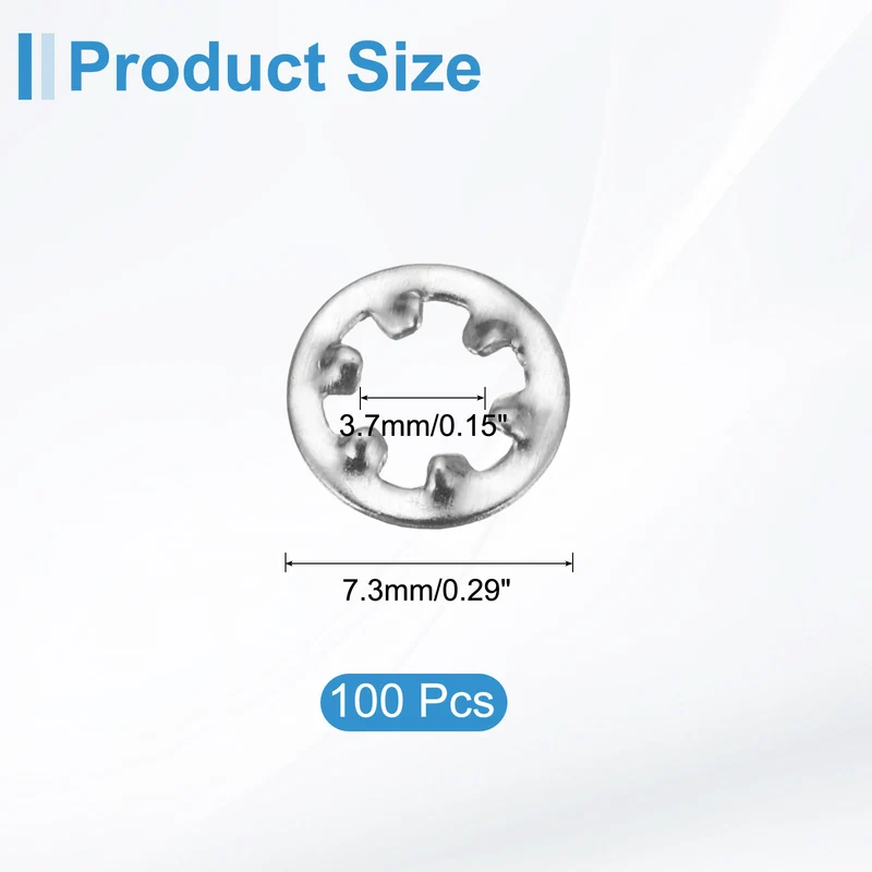 100Pcs 6# 304 Stainless Steel Internal Tooth Lock Washer
