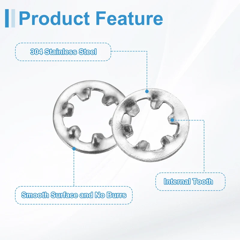 100Pcs 4# 304 Stainless Steel Internal Tooth Lock Washer