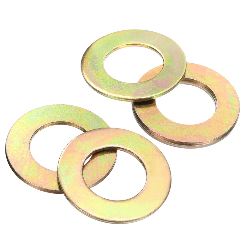 5Pcs 1-1/8" Carbon Steel SAE Flat Washers, 1.26" x 2.26" x 0.11", Zinc Yellow