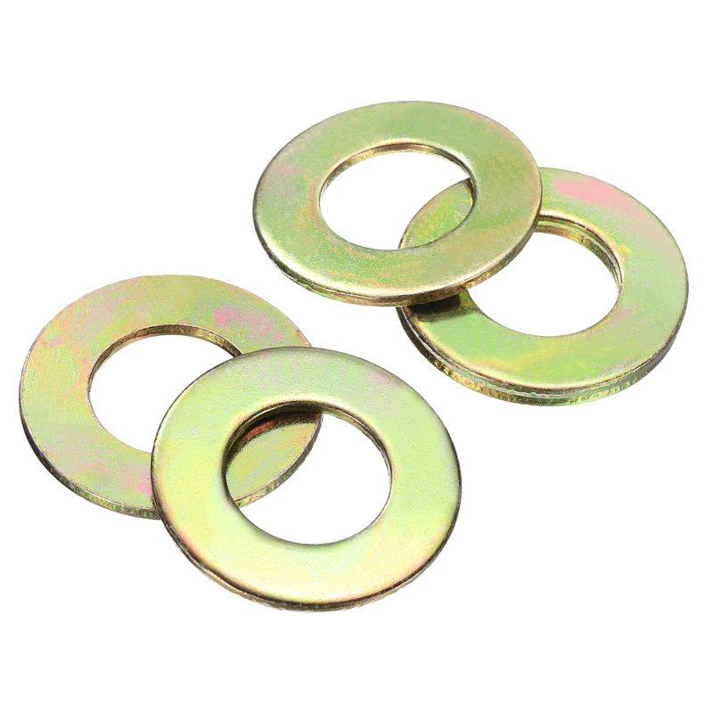 8Pcs 1" Carbon Steel SAE Flat Washers, 1.07" x 2.02" x 0.12", Zinc Yellow