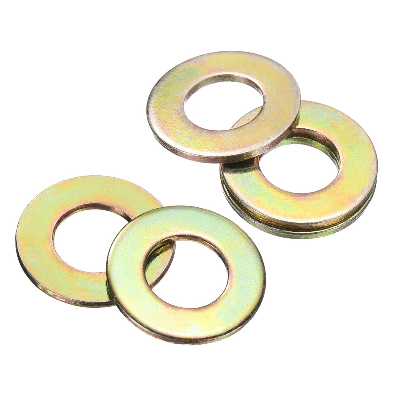 15Pcs 9/16" Carbon Steel SAE Flat Washers, 0.59" x 1.16" x 0.08", Zinc Yellow