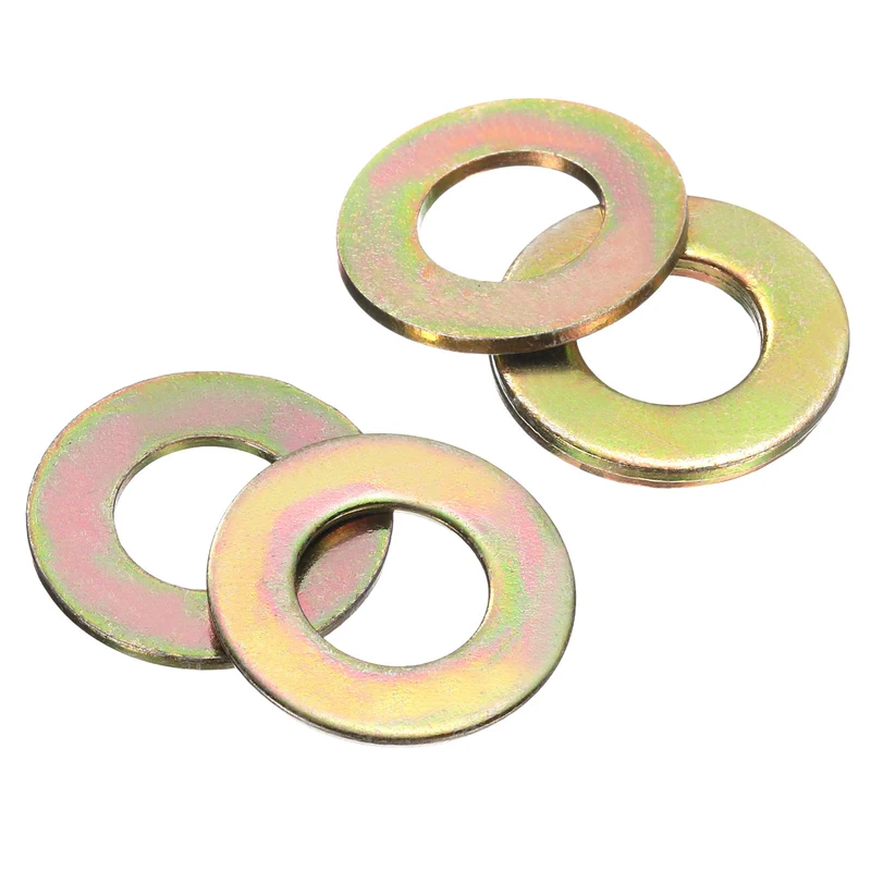 50Pcs 7/16" Carbon Steel SAE Flat Washers, 0.47" x 0.93" x 0.06", Zinc Yellow