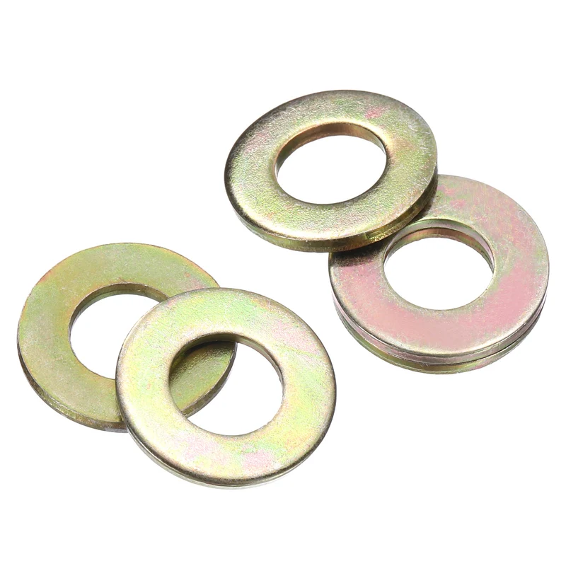 50Pcs 5/16" Carbon Steel SAE Flat Washers, 0.34" x 0.69" x 0.06", Zinc Yellow