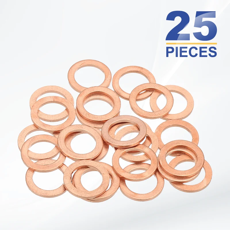 M8x12x1mm Flat Washers, 25PCS Copper Automotive Drain Plug Gaskets, Purple