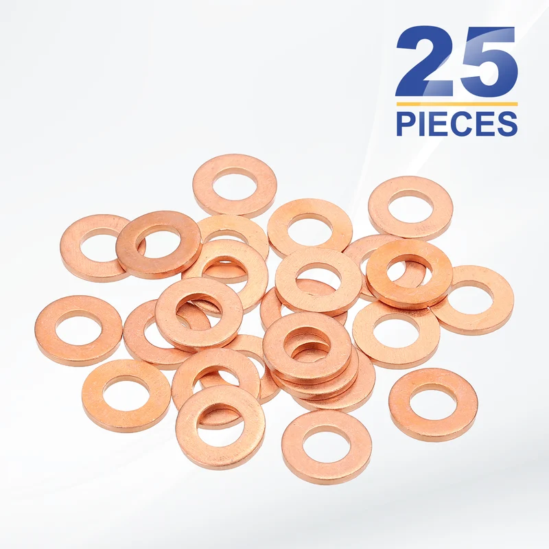 M6x12x1.5mm Flat Washers, 25PCS Copper Automotive Drain Plug Gaskets, Purple