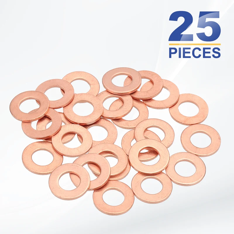 M6x12x1mm Flat Washers, 25PCS Copper Automotive Drain Plug Gaskets, Purple